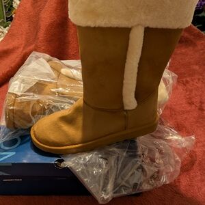 NWB Arizona Jean Co Cognac women's faux suede calf high boot , size 9M
